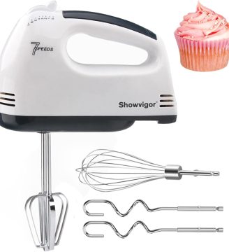 Handmixer Electric Handheld - 7 Speed Portable Kitchen Mixer Electric with 5 Stainless Steel Accessories Whisk, Food Beater for Whipping Mixing Cookies Cakes,Cooking,Baking